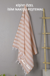 Kişiye Özel Isim Nakışlı Saraylı Peştamal 95 X 175 Cm Pamuklu, Plaj Ve Gelin Hamamı Peştamali SoftestSarayliPestemalNakisli - Softest