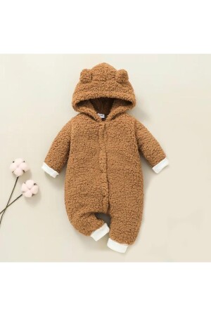 Kışlık Tatlı Kapşonlu Bebek Peluş Welsoft Tulum - Bubito