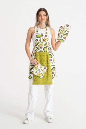 Kitchen Apron With Towel Oven Mitts And Pot Holder Green - Enoteks