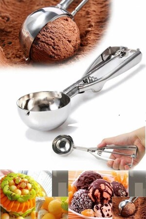 منز-الصدأ المقاوم للصدأ الآيس كريم سكوب هالفة الملعقة - Kitchen Beauty