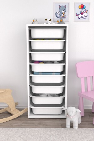 Kitchen Cabinet 8 Baskets Cabinet Multi-Purpose Cabinet Pantry Cabinet White 1238baskets - Pratico