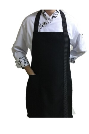 Kitchen Cook Dishwasher Cleaner Waiter Chef Busboy Halter Neck Work Apron (Striped Tape) AÖ21 - ADALILAR İŞ ELBİSELERİ