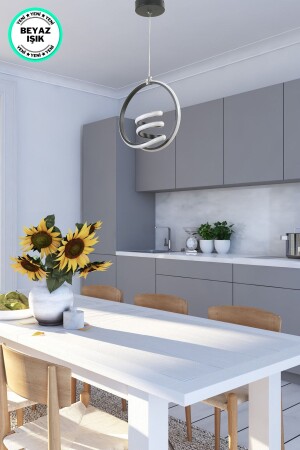 Kitchen Hall Entrance Living Room White LED Chandelier OSTİM - Harnelli