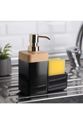 Kitchen Liquid Soap Dispenser Bamboo Look Liquid Soap Dispenser with Sponge Holder BRS-0505-01 - bersachef