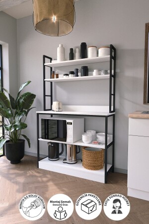 Kitchen Stand With Base 5 Shelves Coffee Corner Kitchen Shelf Kitchen Stand White Bfg-Mtfk-Stand-5Shelf-Base - Bofigo