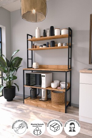 Kitchen Stand With Plinth 5 Shelves Coffee Corner Kitchen Shelf Kitchen Stand Pine Bfg-Mtfk-Stand-5Shelf-Based - Bofigo