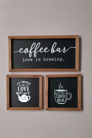 Kitchen Tea Coffee Corner Wooden Decor Wall Table Panel Set (BLACK) - Wooden Factory