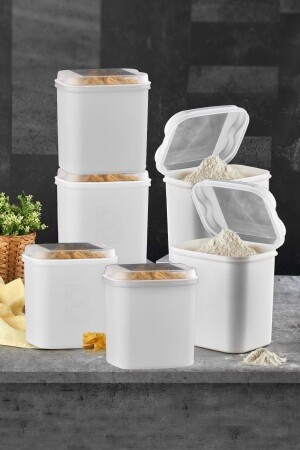 Kitchen Trend Flour and Legumes Container 4.5 Liters White 6-pack flour6-white - Vip Ahmet