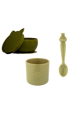 Kitten & Bubu & Ham Set (Silicone Vacuum Plate & Cup & Spoon) KITTENBUBUHAMHAM - pandish