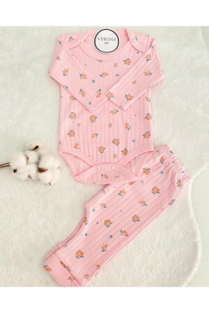 Kız Bebek Mevsimlik 2li Takım Alt Üst Çıtçıtlı Body Yenidoğan Kıyafeti Günlük - Verona Tarz
