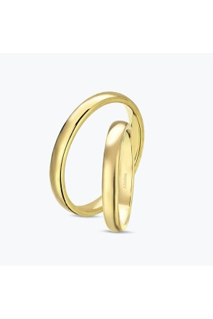 Klassischer gewölbter Unisex-Ehering aus 14 Karat Gold, 3 mm - Altınbaş