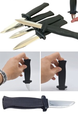 Klassisches Halloween-Einziehmesser-Fälschungs-Trick-Spielzeug, verschwindende Rutsche, schwarzes Messer-Fälschung - Utelips
