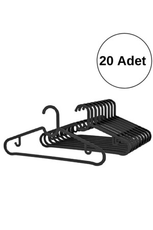 Kleiderbügel, Schal-Kleiderbügel, Hemd-T-Shirt-Kleiderbügel, unzerbrechlich, 20-teiliges Set, Schwarz - Yenidem