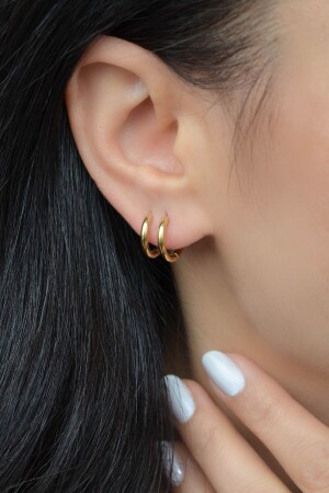 Kleiner Creolen-Ohrring aus Stahl in Gold - Sacce Scarves&Accessories