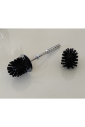 MNZ-Toilet Bowl Brush Handle و 2 نصائح فرشة احتياطية (Universal Toilet/WC Brush - Chrome) النموذج2+pul+2 - Caspian Plus