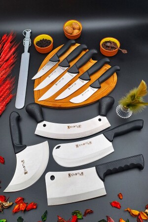 Knife Set Kitchen Meat Bread Vegetable Knife Cleaver Masat Pizza Onion Pastry Knife 10 Piece Dowry Set 14AS45KL1AA1145 - Castle