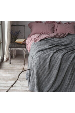 Knitted Double Blanket Gray - Betires Home