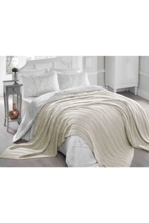 Knitted Double Blanket Natural 8681245002121 - Betires Home