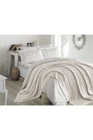 Knitted Double Blanket Natural 8681245002176 - Betires Home