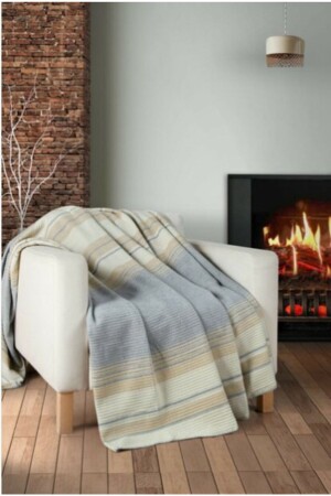 Knitted Gray Double Blanket 180x220 - Gençev Home Collections