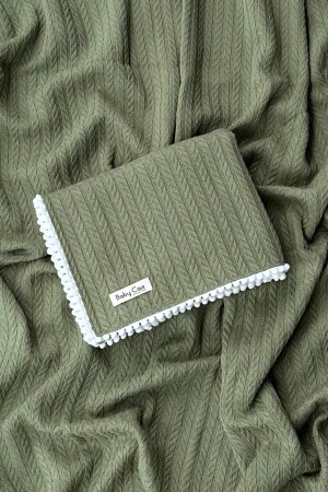 Knitted Pattern Baby Pique Organic Cotton Baby Blanket Khaki 100x120 cm CAİS14202753 - Baby Cais Collection