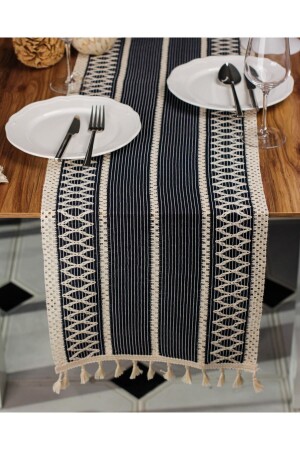 Knitted Tablecloth Tassel Runner Table Cover Organic Cotton Runner 35x155 Cm Table Top Runner - Tropikhome