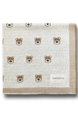 Knitwear Knitted Baby Blanket with Tedi Teddy Bear 70x70 cm BTT23001 - Battani.Co
