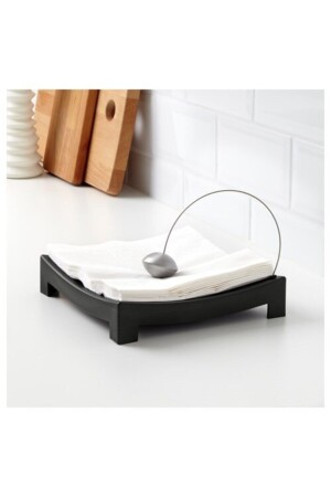 Knyck Weighted Decorative and Functional Plastic Black Napkin Holder with Knob - Ikea