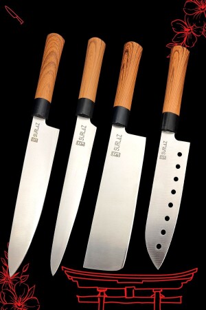 Kochmesser-Set, 4-teilig, japanische Serie, fernöstliche Kochmesser - Sürlaz