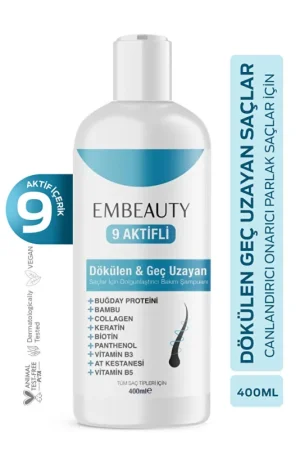 Kolajen Ve Keratin Saç Dökülmesine Karşı Hızlı Sac Uzatan Dolgunlaştırıcı Onarıcı Besleyici Şampuan - Embeauty