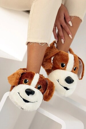 Konfor Sevimli Köpek Figürlü Peluş Panduf Ünisex Hayvanlı Panduf - Nisanur Shoes