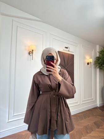 Korean Cape Shirt - Coffee - Duendeca