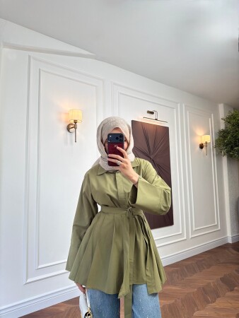 Korean Cape Shirt - Khaki - Duendeca