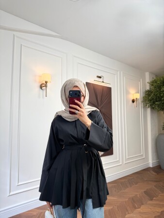 Koren Pelerinli Gömlek - Siyah - Nuuwears
