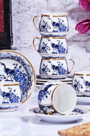 Kosova Glassware Gsa-54 Porcelain Set of 6 Chubby Cups Blue - Kosava