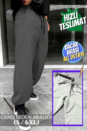 Koyu Gri Siyah Oversize Eşofman Antrasit Eşofman Şalvar Eşofman Paçası Lastikli Büyük Beden Eşofman - La Gizzia