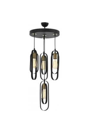 Koza 4-Piece Black Pendant Lamp Modern Young Room Kitchen Retro Living Room Chandelier 3128-04-BL - Apliqa
