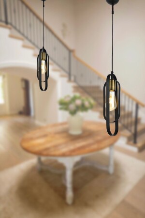 Koza Single Black 2 Piece Modern Design Bedroom Retro Living Room Chandelier 2 Piece Pendant Lamp Set 3128-01-BL-02 - Apliqa
