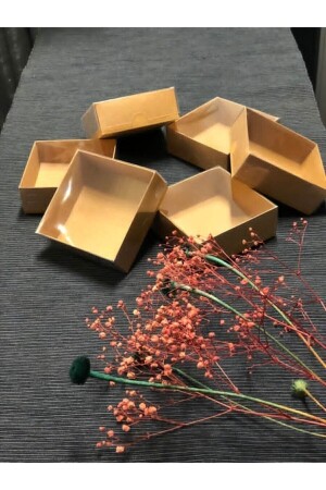 Kraft Acetate Box with Lid 8x8x3 cm (50 Pieces) JN11223768 - Aj