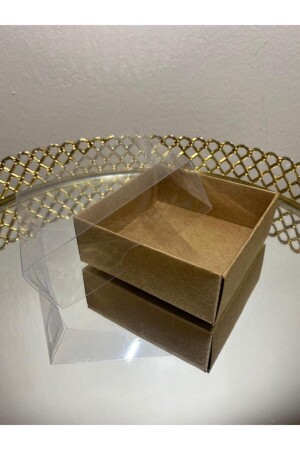 Kraft Box with Acetate Lid 8*8*3cm (100 Pieces) AST253577 - A.A.Y