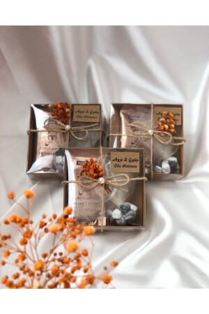 Kraft Boxed Single Use Coffee And Tulle Almonds, Pebbles Promise Engagement Henna Wedding Candy Gift 25 Pieces BOX1000 - Mirabella Gift