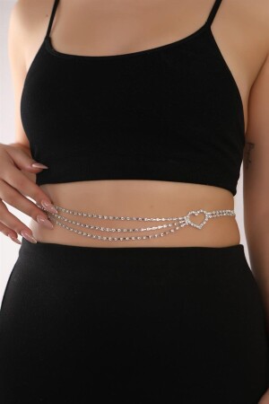 MNZ-Crystal Stone Heart 3 Row Stone Body Accessory وجبة الحزام سلسلة الحزام - HUBANN