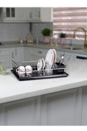 Kristal Tepsili Modern Krom Bulaşıklık Tabaklık Bulaşık Sepeti Mutfak Düzenleyici HMY-TB01K - HIMYHOME