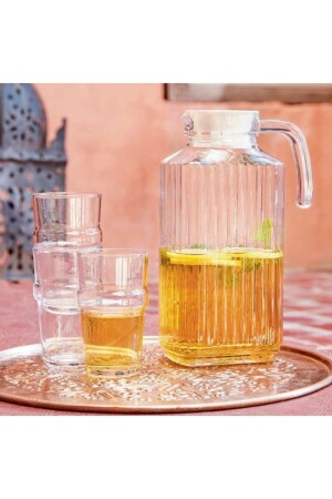 Krug Quadro Borosilicate Heat Resistant Glass Refrigerator Jug with Lid 1 Piece 2 Liter Glass Transparent. MADAME LUDA HOME COLLECTION Quadro - Luminarc