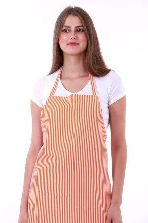 Küche Kellner Koch Chef Arbeit Service Schürze Neckholder Orange Weiß gestreift UT242 - Umut Tekstil