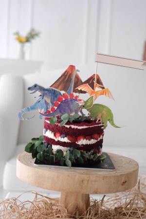 Kuchendekorationsset mit Dinosaurier-Party-Motiv, 7-teilig - Partifabrik