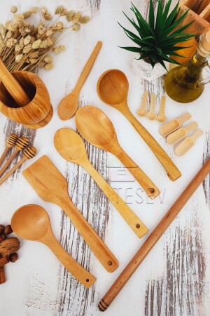 Küchenlöffel-Set aus Holz, Nudelholz, 17-teilig, Buchen-, Buchsbaum- und Bambusholz, Holzlöffel, TYCGWOMR6N168693057190170 - MONTESEV