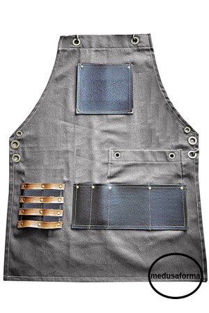 Küchenschürze mit Kreuzgurten, Meisterkoch, Café, Restaurant, Koch, Kellner, Koch, Friseur, Barista, Schürze – Grau 363452942 - medusaforma