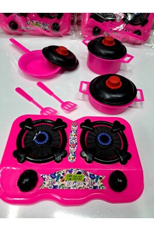 Küchenset Haus Spielmädchen Spielzeug Koch Kochen 10 Stück Aygaz Herd Töpfe und Pfannen 32x20cm - Alytoys