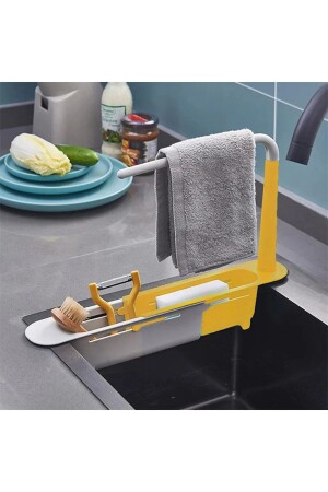 Küchenspüle-Organizer, Teleskop-Spülbeckenregal, Siebregal, Seifenschwammhalter, SCHWARZ 04554 - Savoryhome
